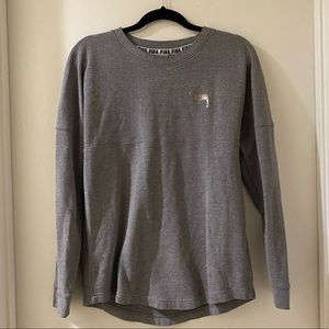 PINK Crewneck Sweater Gray and Gold Glitter